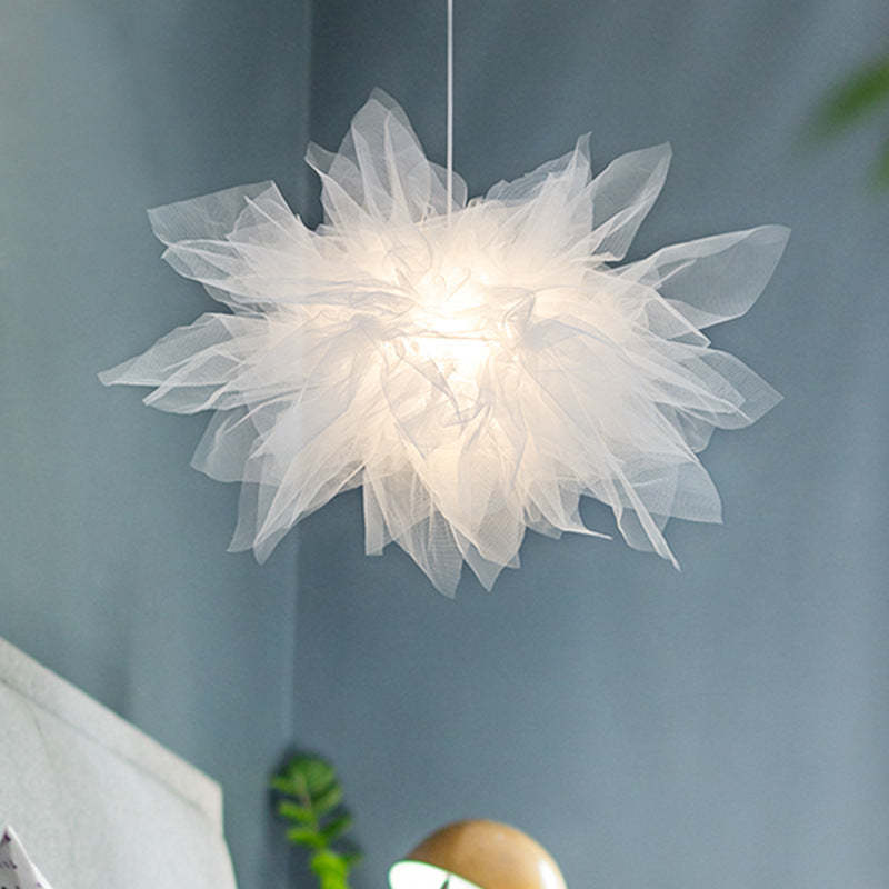 Arisha Modern Flower Fabric Pendant Light, Bedroom, White - Neutralighting