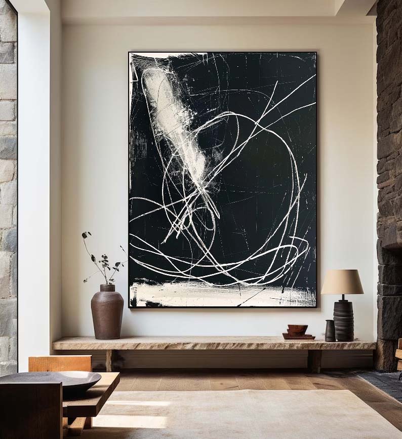 Black and White Abstract Oil Painting