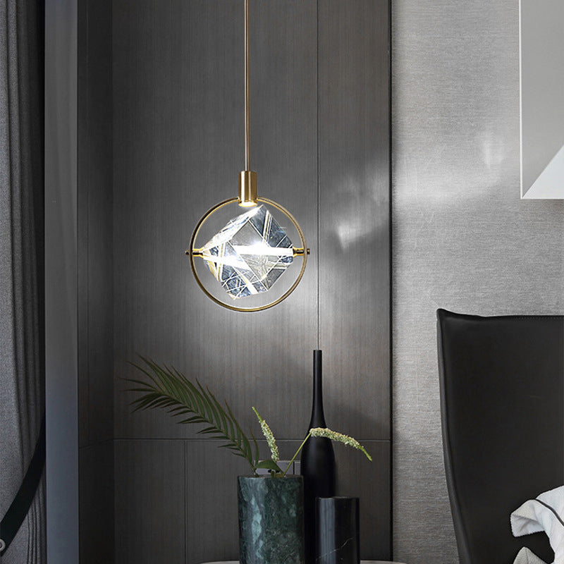 Kristy Modern Luxury Geometry Metal/Crystal Pendant Light, Gold - Neutralighting