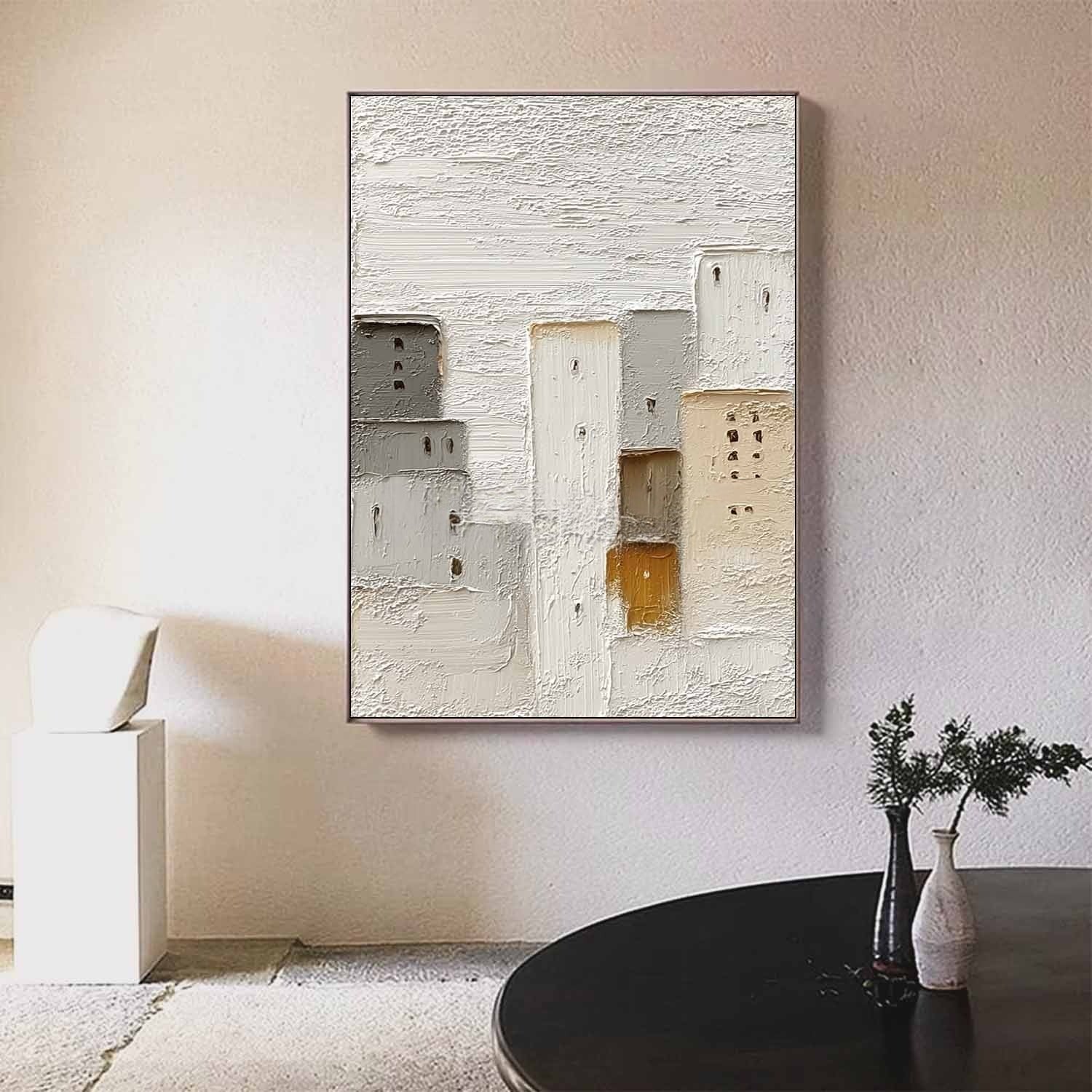 Wall Art Minimalist Cityscape Impasto Neutral