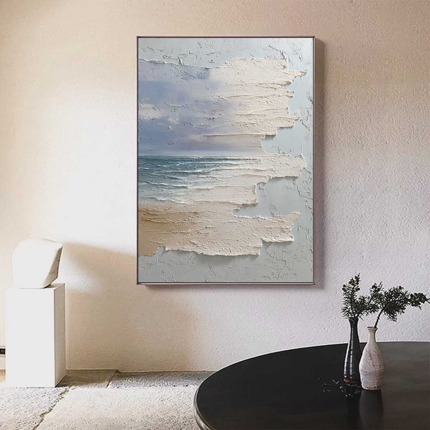 PlWall Art Vertical Horizontal Wabi-Sabi Sea Relief Scene Cool Coastal