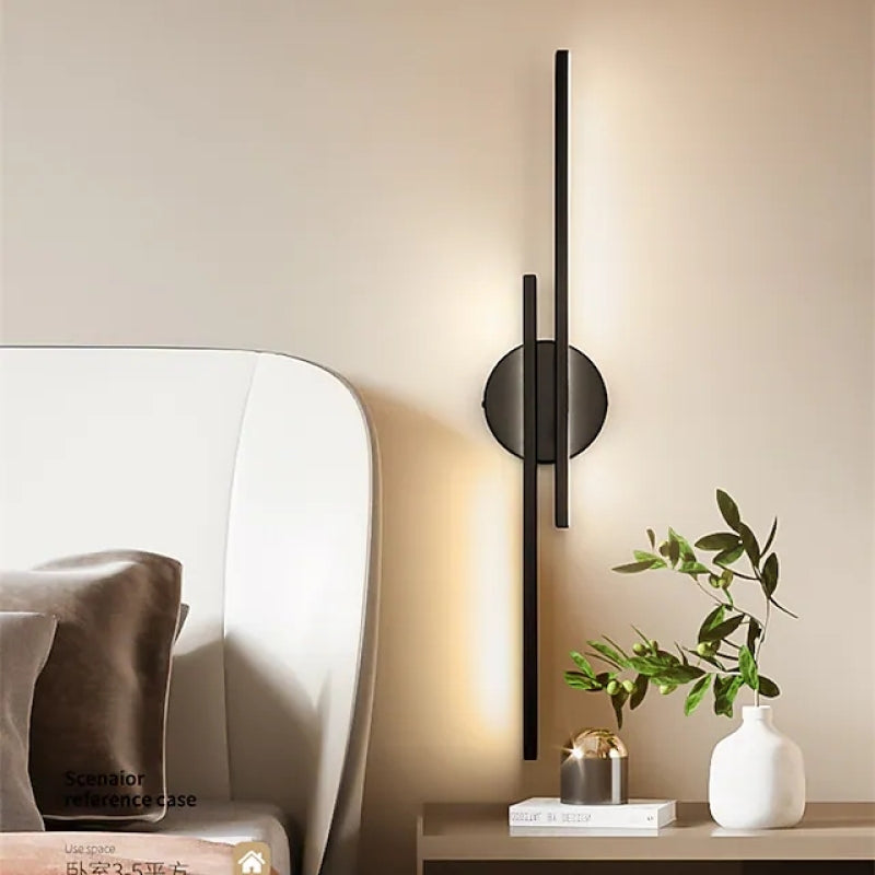 Elgo Modern Nordic Disc/Linear Metal LED Wall Lamp, Black/White - Neutralighting
