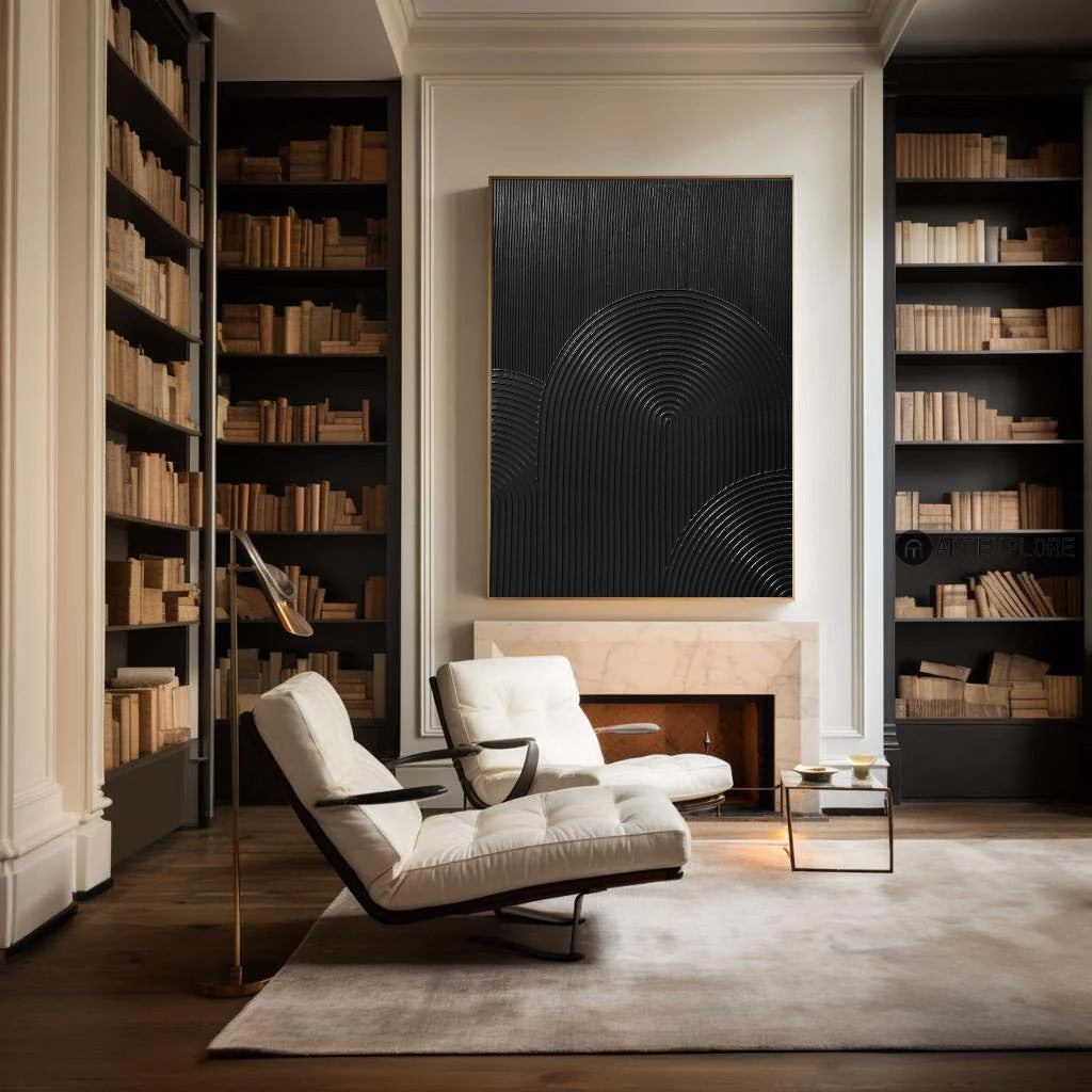 Veda Black Curve Geometric Painting