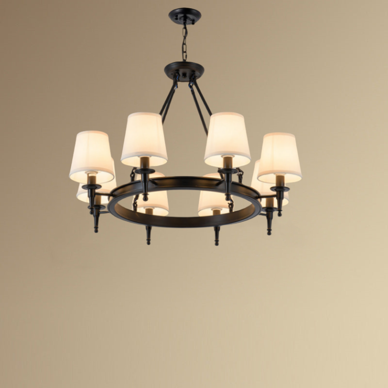 Silva vintage Ring Metal/Fabric Chandelier, Black/Copper - Neutralighting