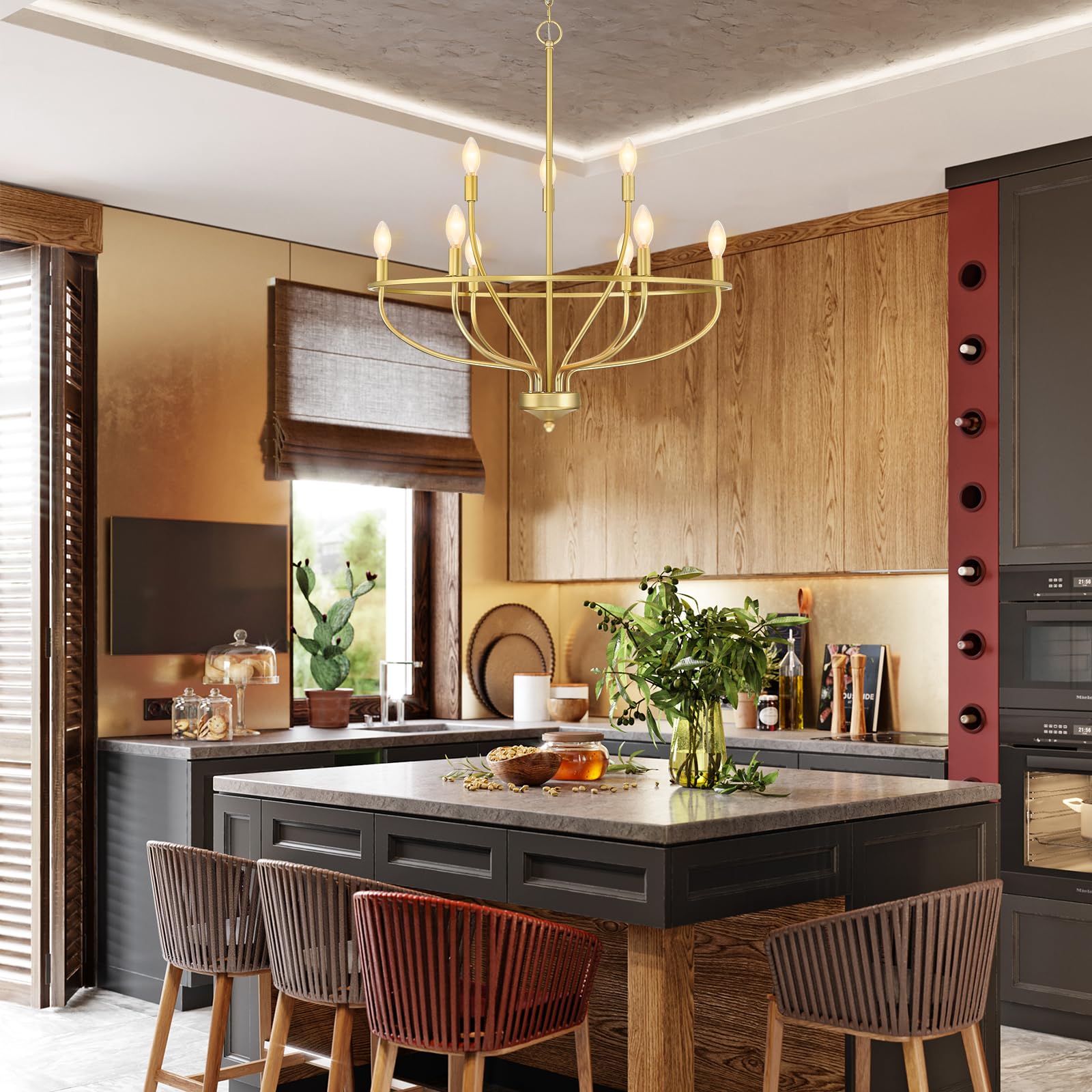 Silva Industrial Metal Candle Chandelier Black/Champagne Living Room/Bedroom - Neutralighting
