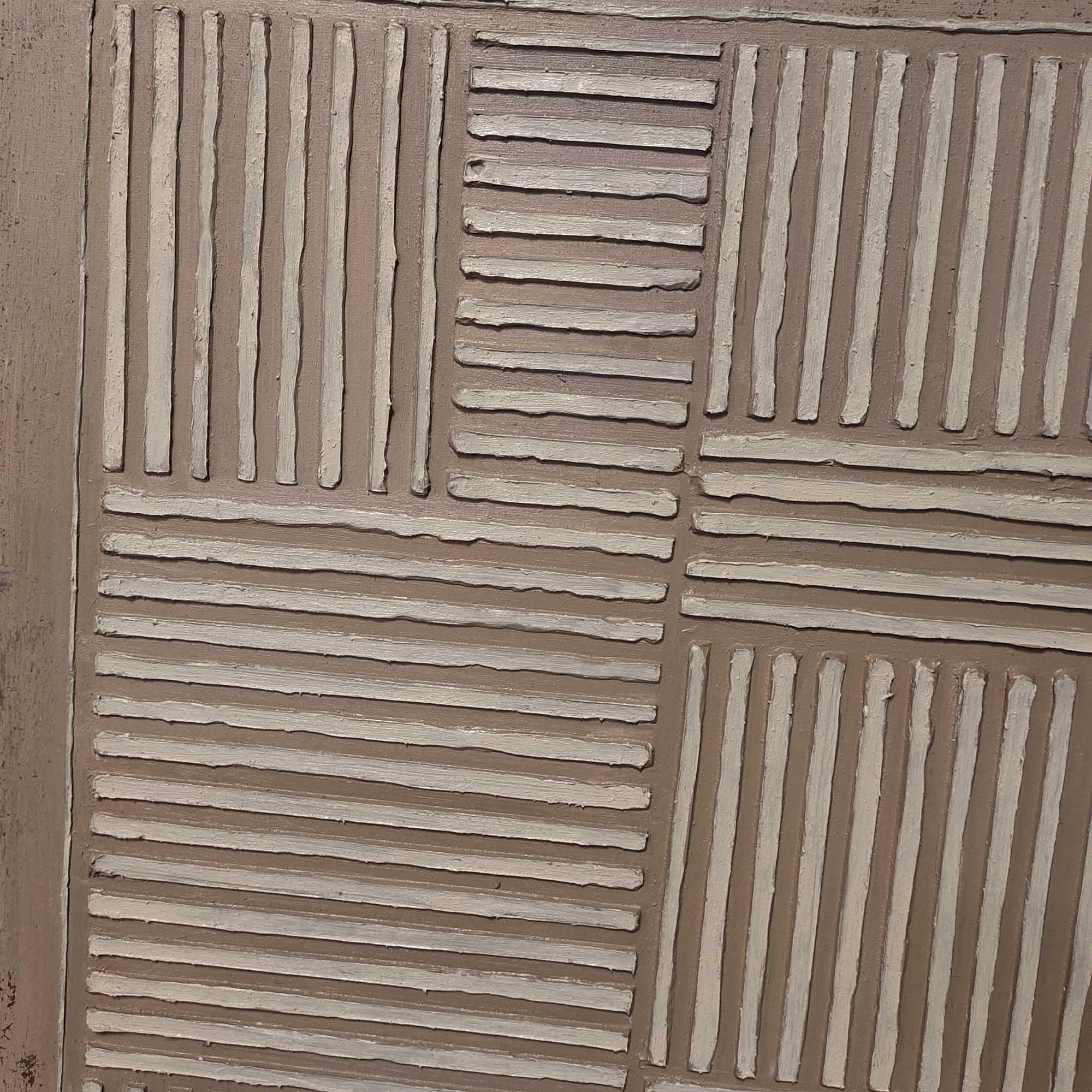 Wall Art Taupe Geometric Grid Checkerboard
