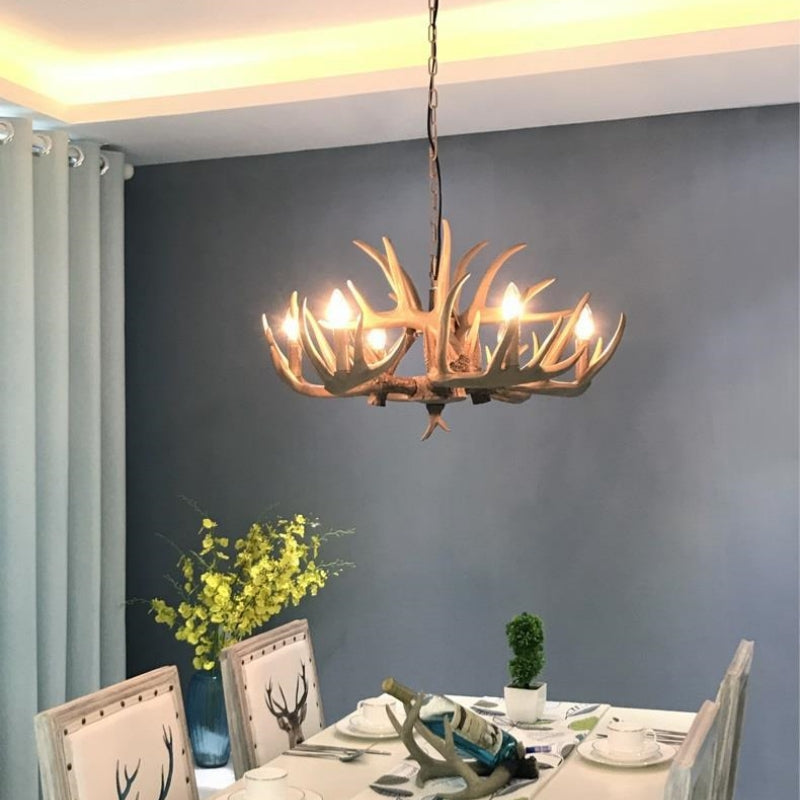 Silva Retro Deer Antlers Candle light Horn Resin Chandelier - Neutralighting