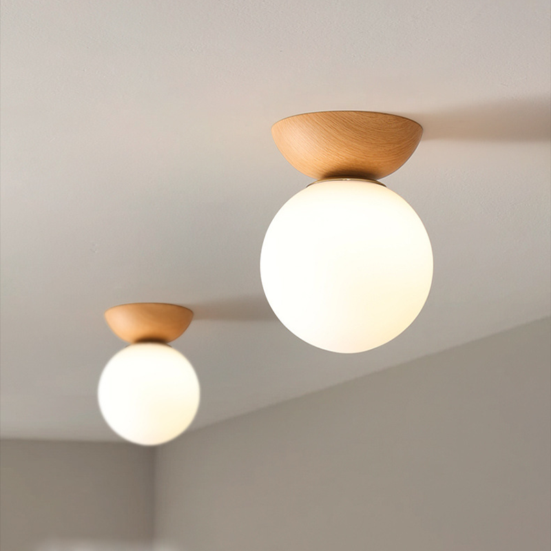Valentina Nordic Japanese Glob LED Ceiling/Pendant Light Metal Glass Bedroom, Burlywood - Neutralighting