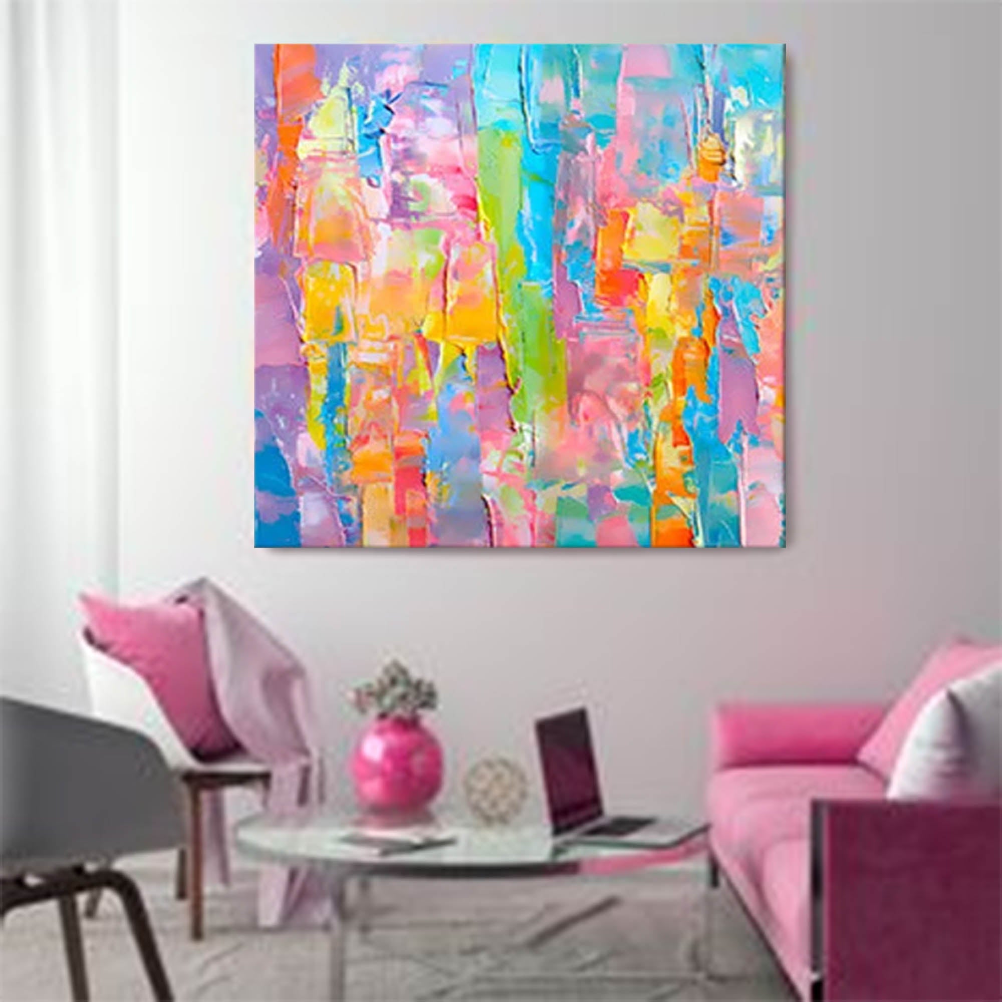 Wall Art Abstract Impasto Rainbow Vibrant
