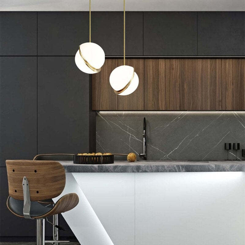 Valentina Simple Pendant Light, Gold & White - Neutralighting