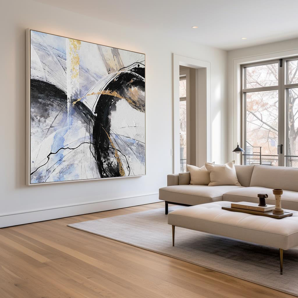 Black White Gold Abstract Art