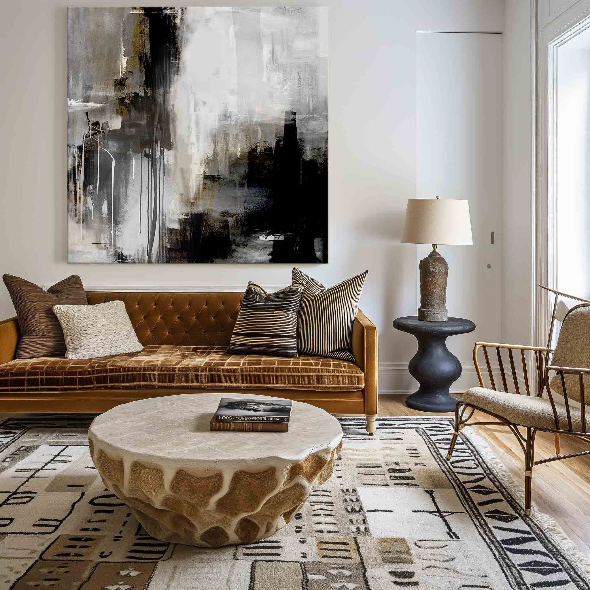 Black Grey Abstract Painting