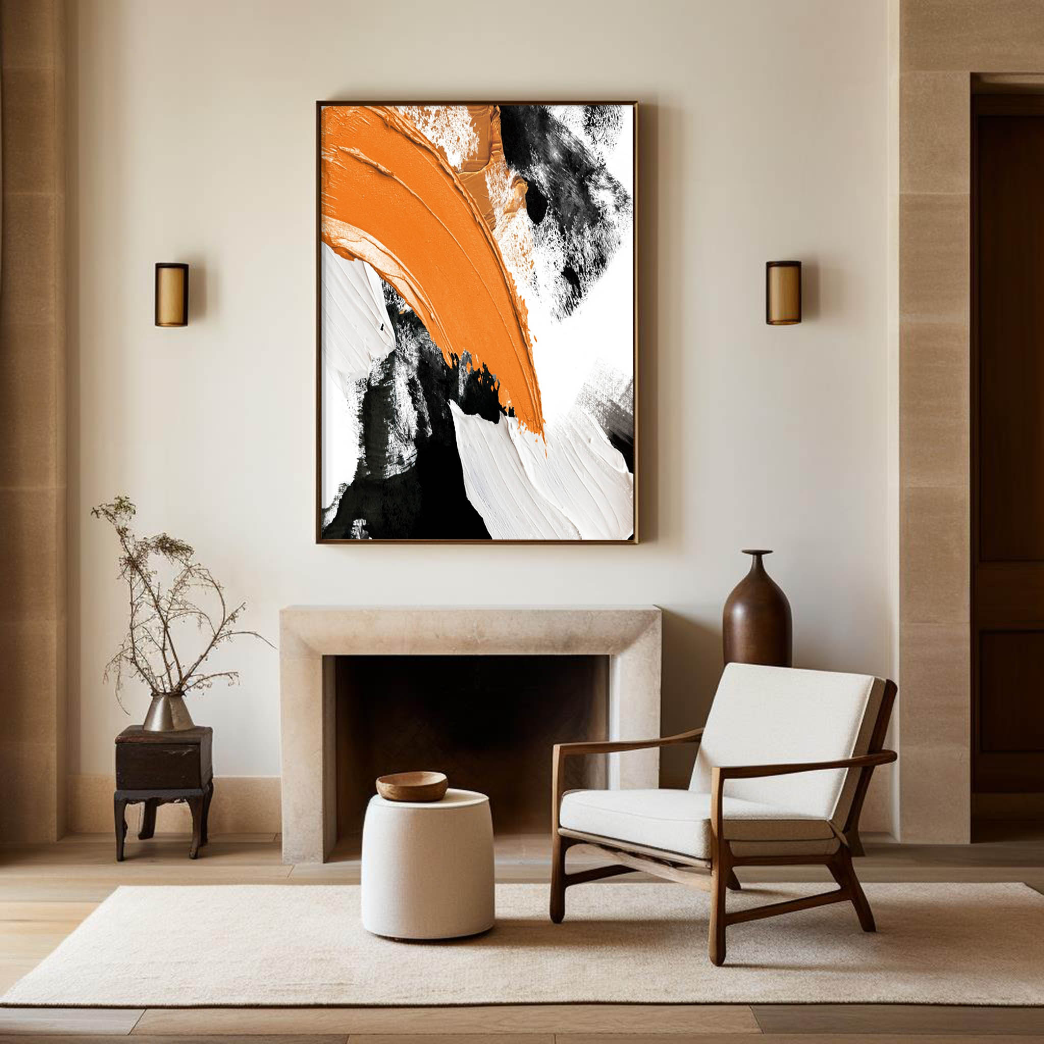 Yellow And Black Abstract Painting ABAV127 - Neutralighting