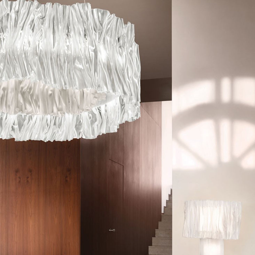 Kristy Modern Luxury Pleated Pendant Light, Circle, Acrylic/Stainless Steel - Neutralighting