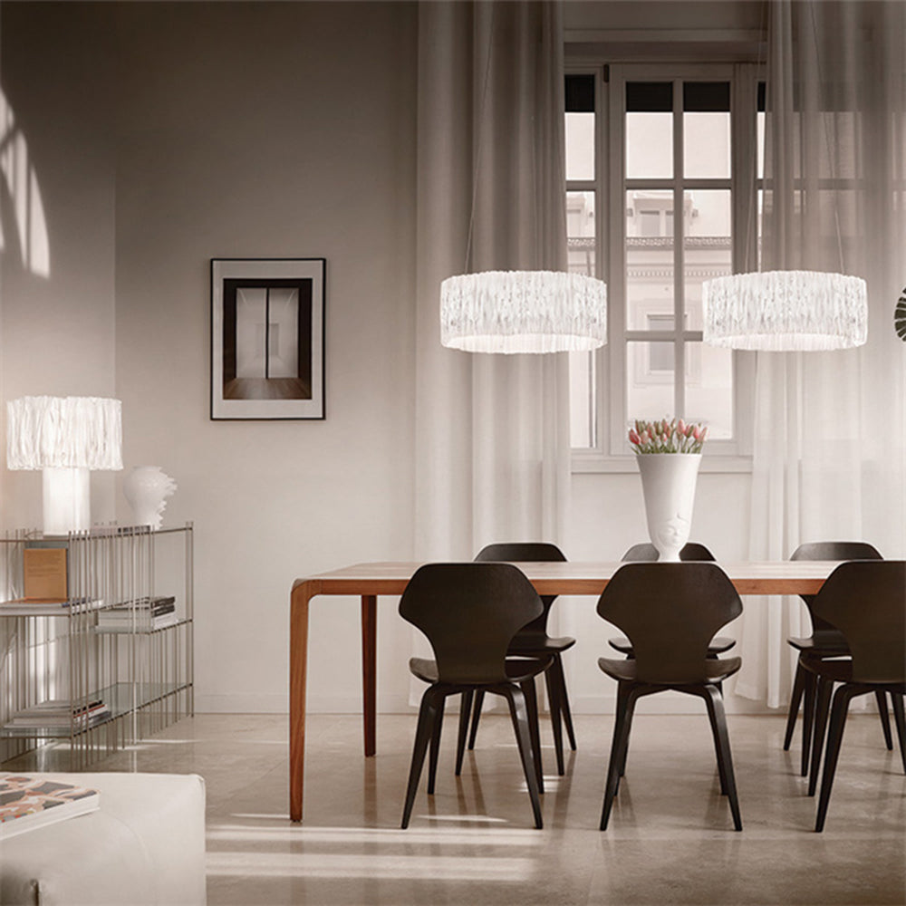 Kristy Modern Luxury Pleated Pendant Light, Circle, Acrylic/Stainless Steel - Neutralighting