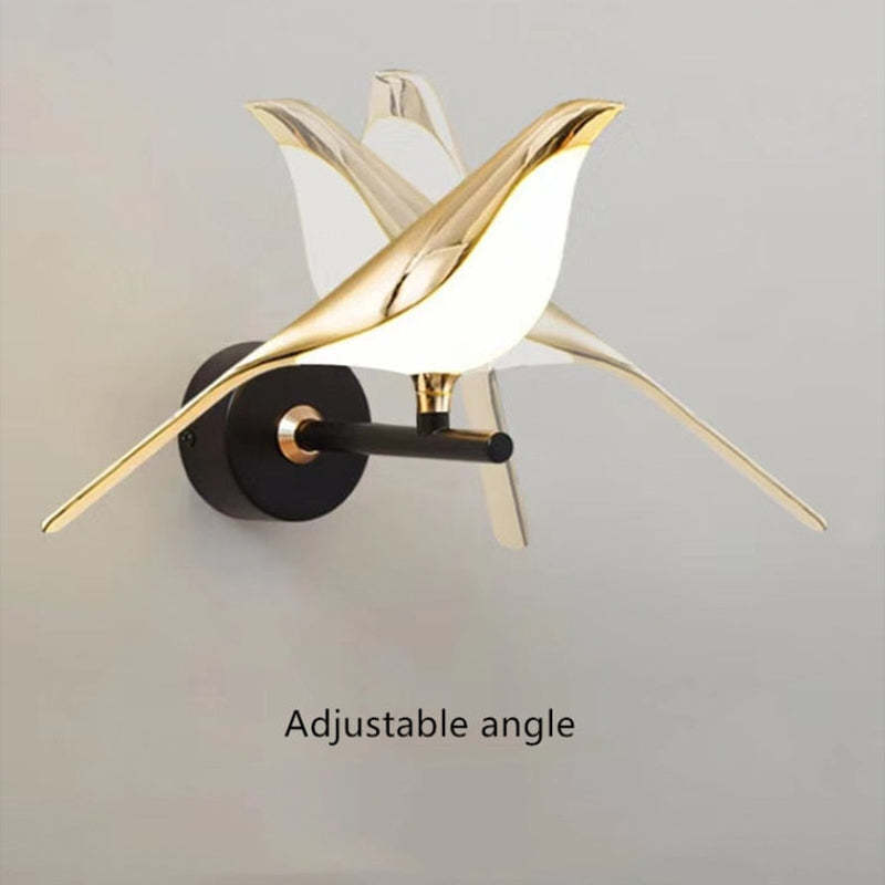Arisha Minimalist Magpie Bird Metal Wall Lamp, Bedroom - Neutralighting