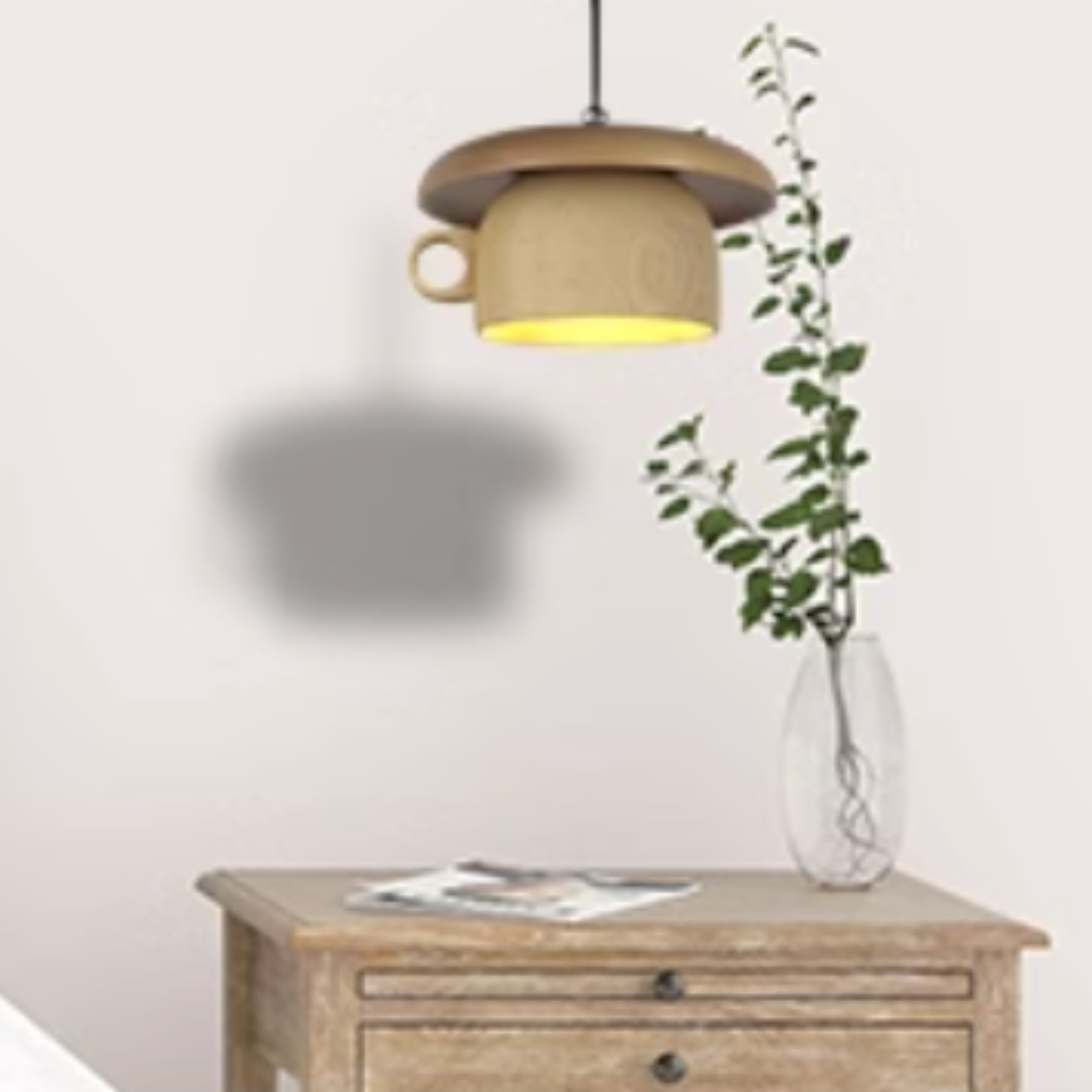 Valentina Vintage Wood Cup Pendant Light Bedroom - Neutralighting