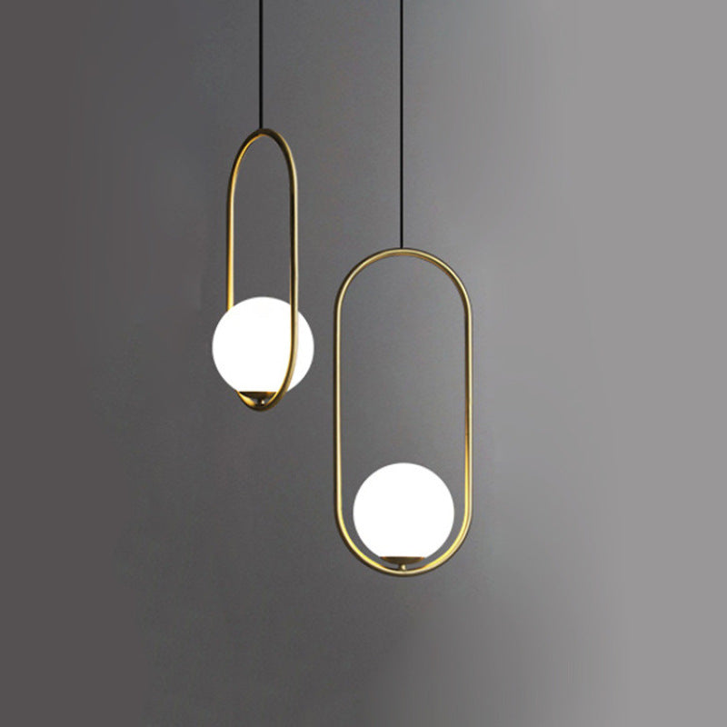 Valentina Minimalist Oval Golden & Black Frame Globe Pendant Light - Neutralighting