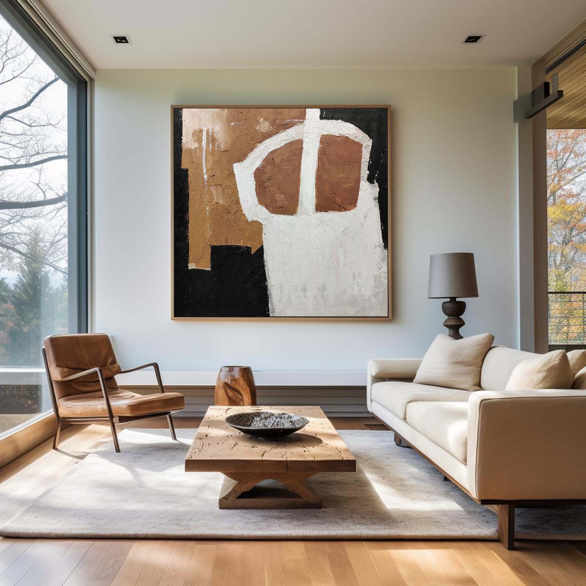 Black And Brown Minimalist Painting ABAS57 - Neutralighting