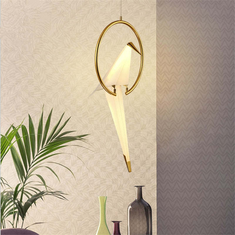 Arisha Modern Nordic Post Modern Bird Pendant Light, White/Clear - Neutralighting