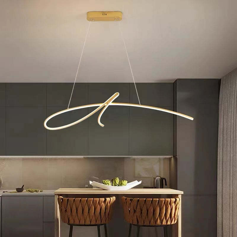 Arisha Pendant Light Irregular-curved Modern, Metal, Black/Gold, Restaurant - Neutralighting