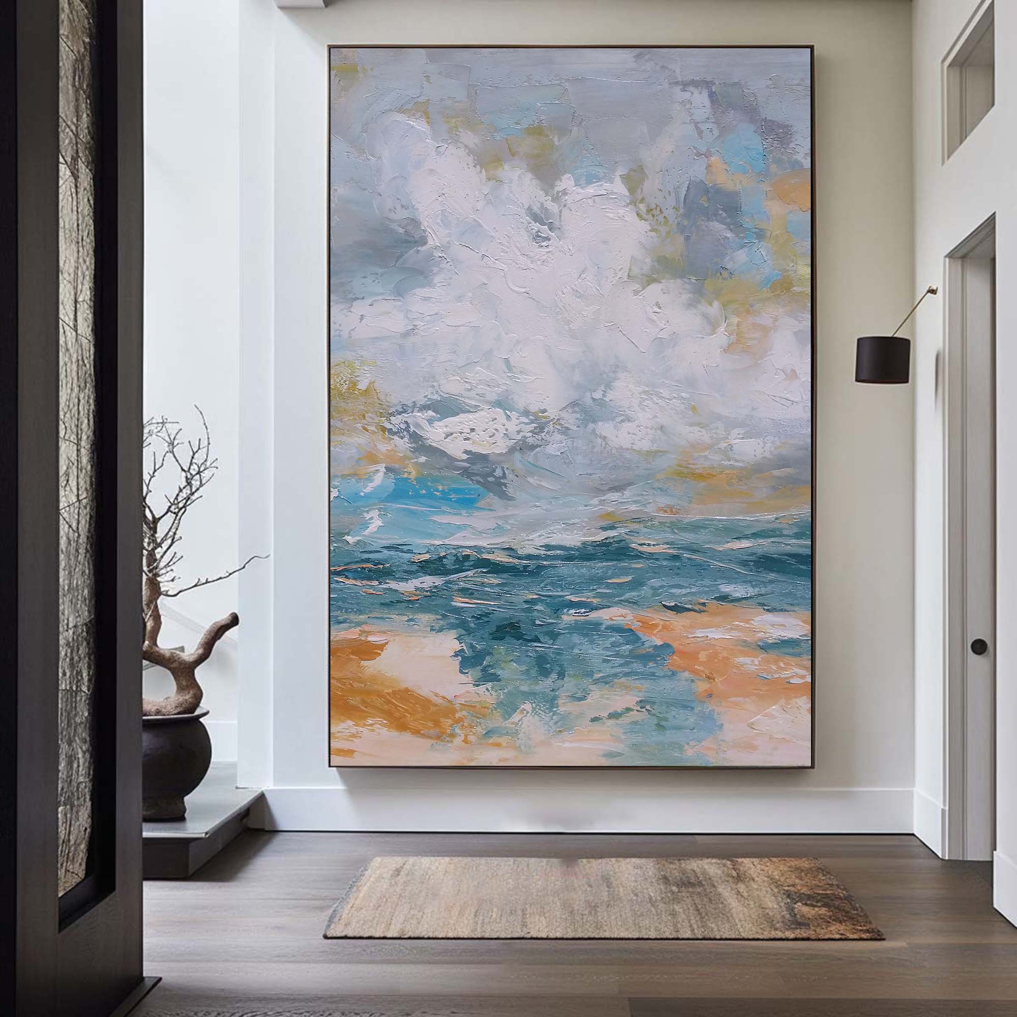 Impasto Seascape Abstract Hand‑Painted Thick‑Layer Ocean Wave Textured Artwork