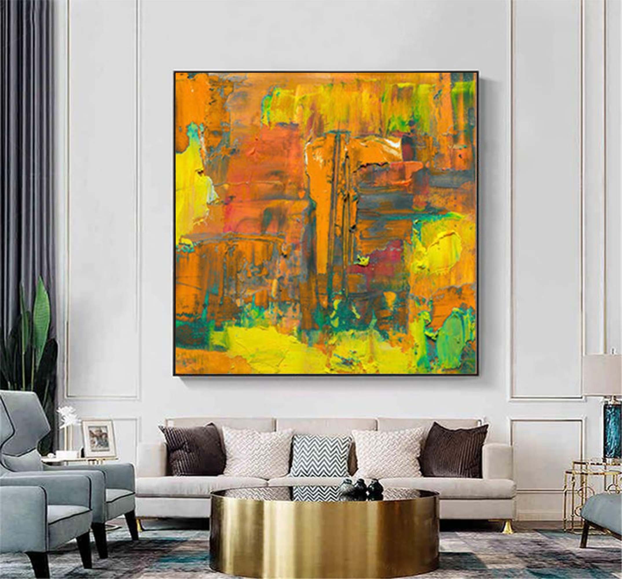 Vibrant Textured Abstract Cityscape Canvas Wall Art