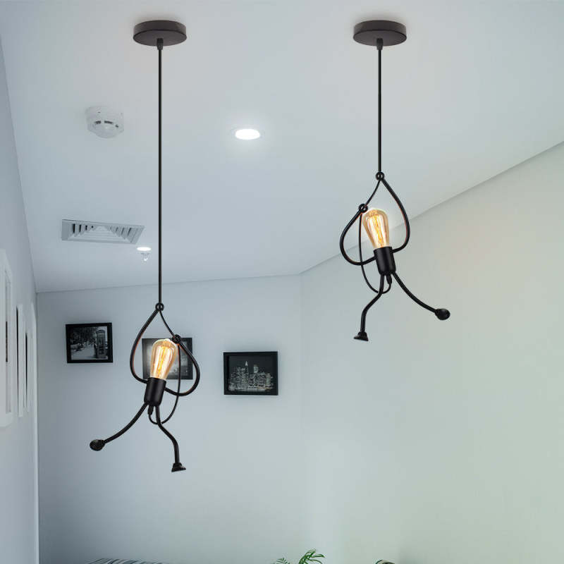 Miro Retro Modern Iron Man Pendant Light, Black - Neutralighting