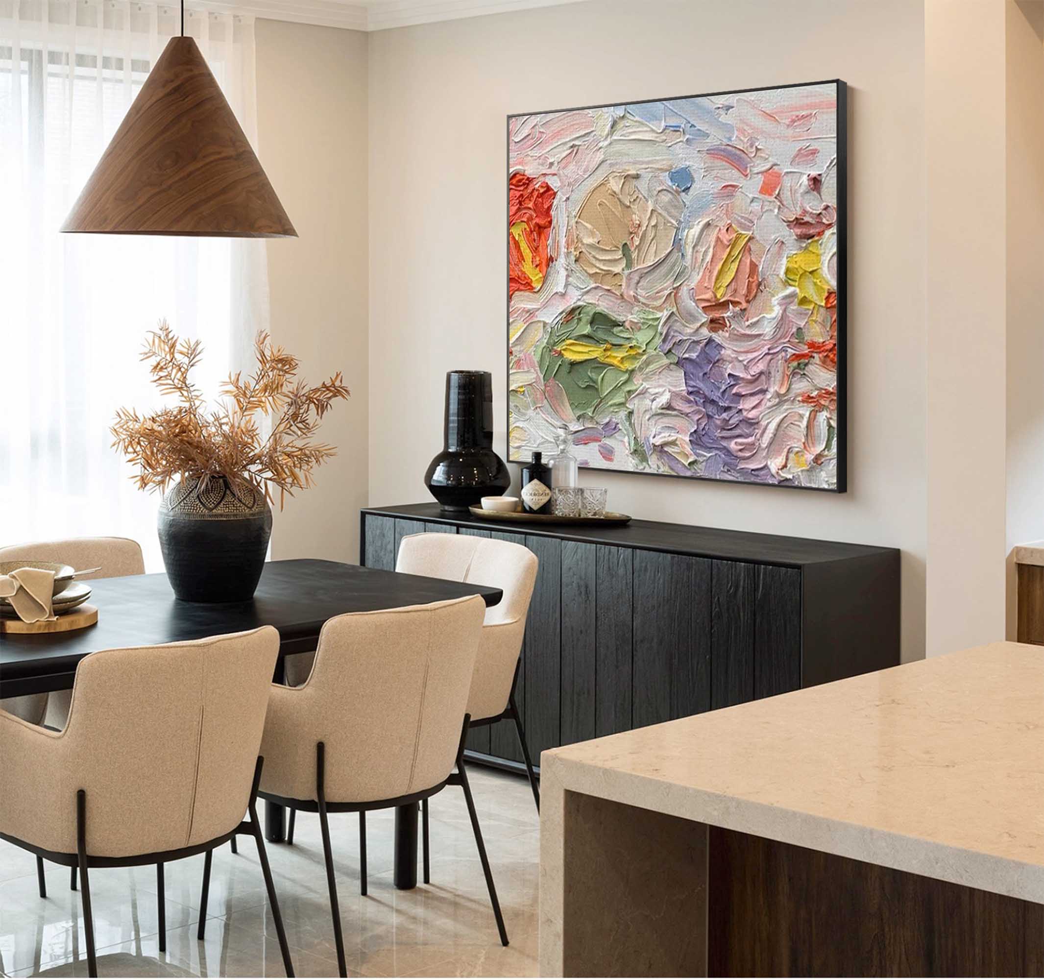 Colorful Floral Impasto Abstract Canvas Wall