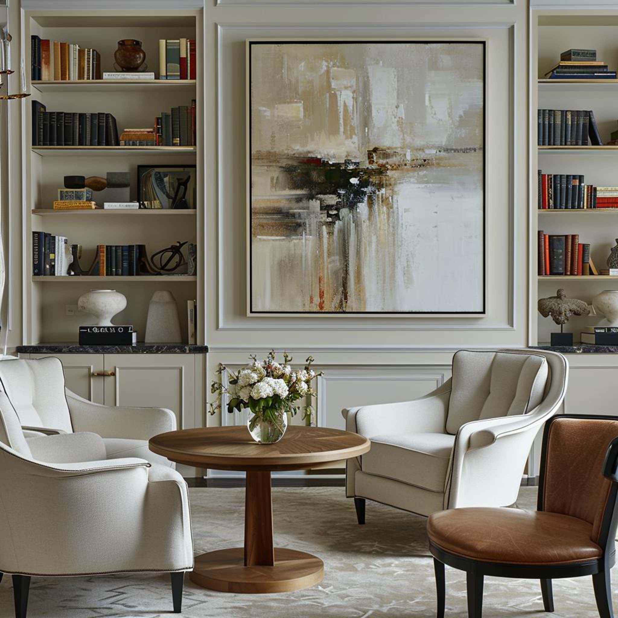 Neutral Beige Gray Abstract Painting