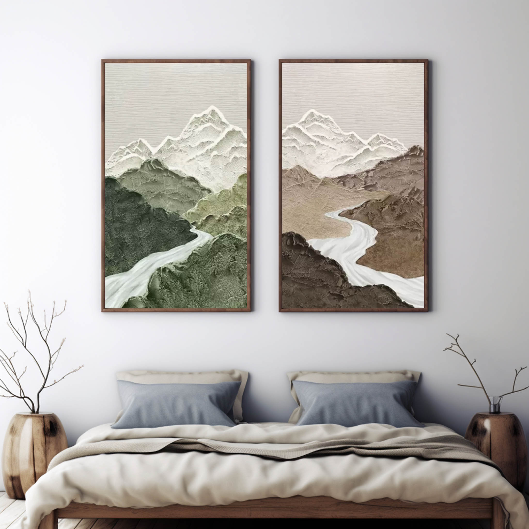 Rivers Panoramic Oil Painting 2 Piece Set - Letslighting