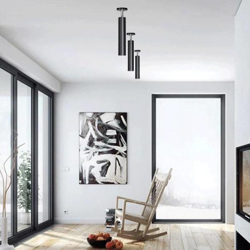 Aria Modern Long Tube Spotlight, Metal, Black/White - Neutralighting