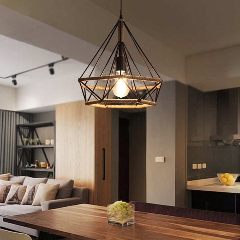 Epoch Countryside Diamond Pendant Light Black Metal Kitchen/Cafe - Neutralighting