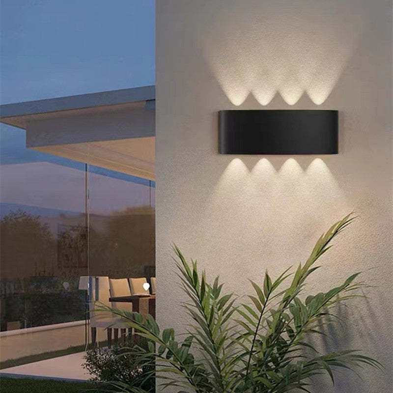 Tronix Modern Rectangular Metal Outdoor Wall Lamp, Black/White, Water-wave - Neutralighting