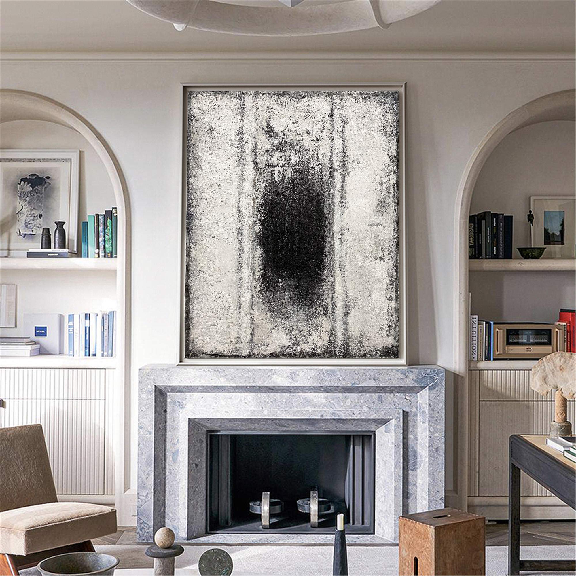 Black And White Abstract Painting ABAV115 - Neutralighting