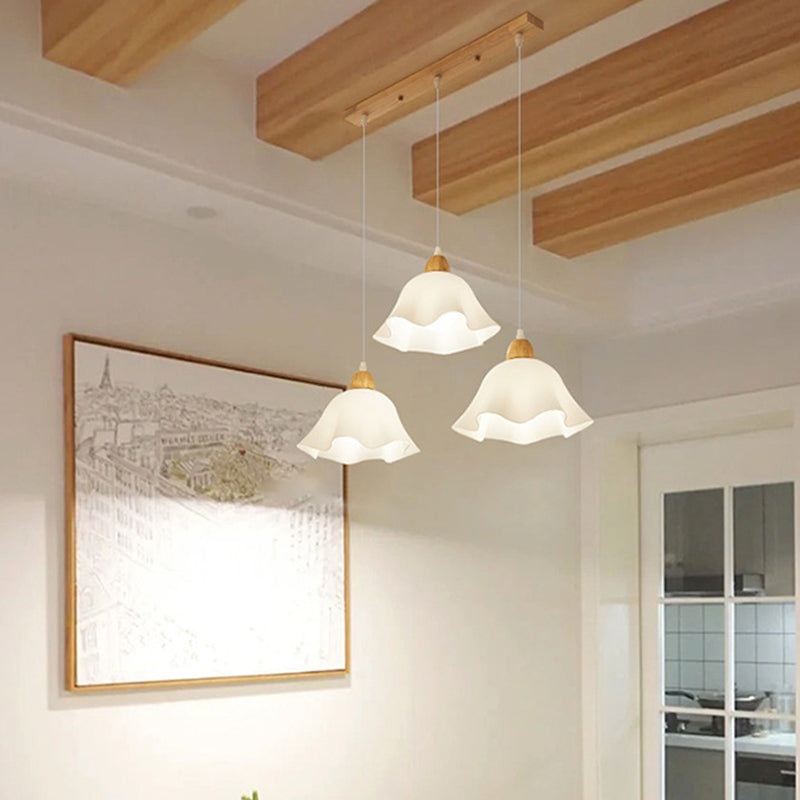 Muto Minimalist Flower Acrylic/Wood Pendant Light, White - Neutralighting