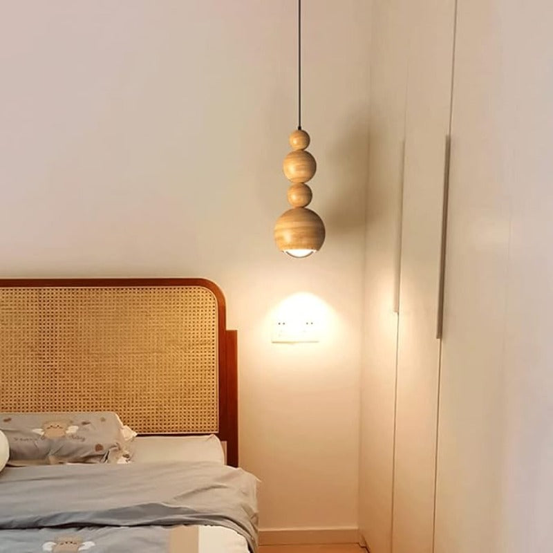 Muto Vintage LED Pendant Globe Light White Metal Wood Bedroom - Neutralighting