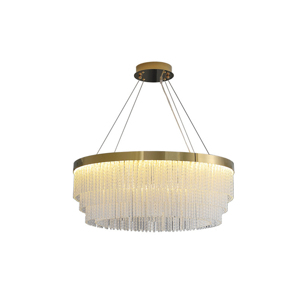 Kristy Modern Spiral Crystal Ring /Rectangle Chandelier, Gold - Neutralighting