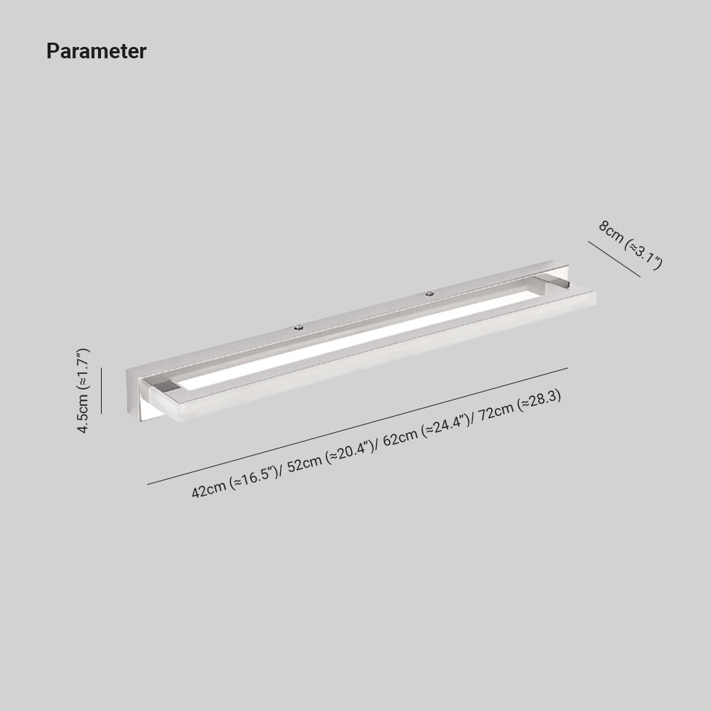 Arisha Elegant Rectangular Mirror Front Vanity Sliver White Wall Light - Neutralighting