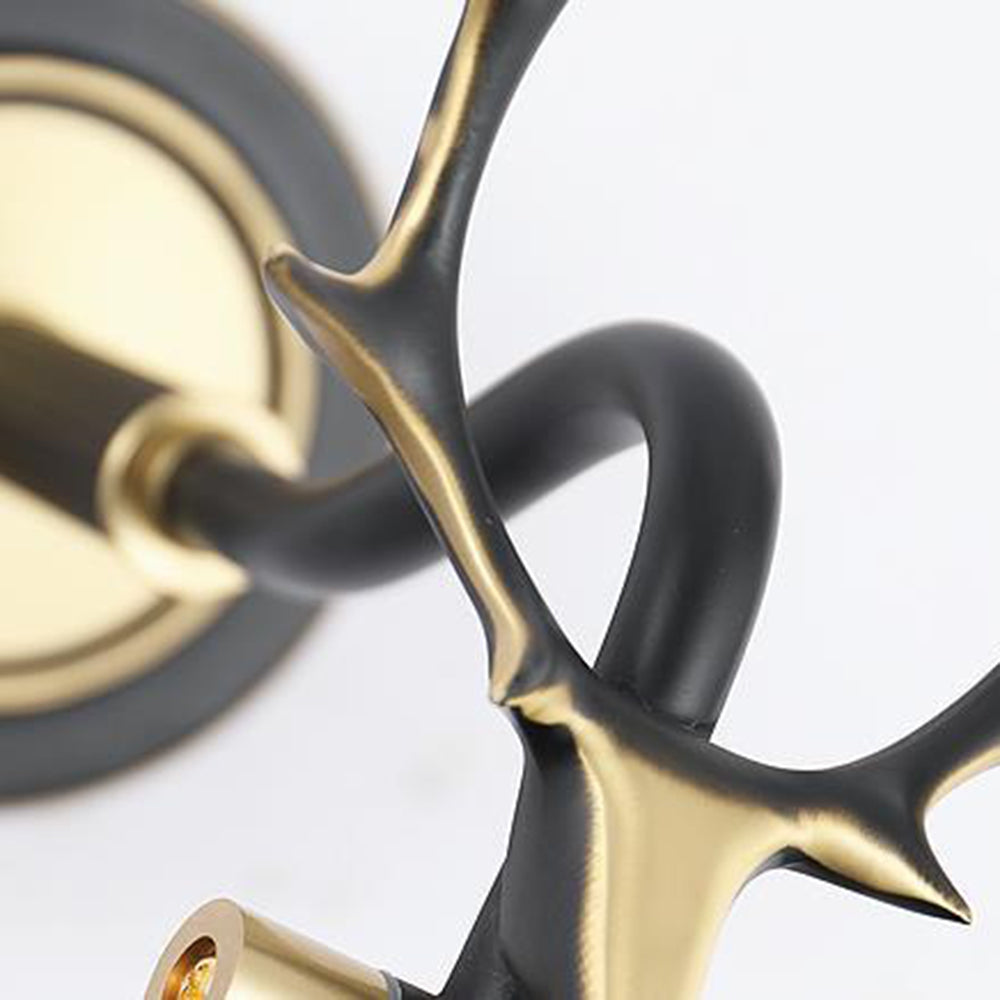 Arisha Decorative Deer Mirror Front Vanity Wall Lamp, Black/Gold - Neutralighting