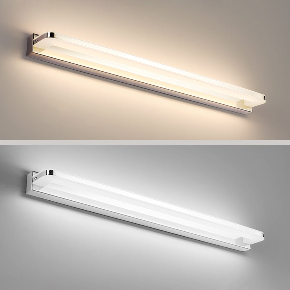 Arisha Nordic Linear Metal Mirror Front Wall Lamp, Chrome/Black - Neutralighting