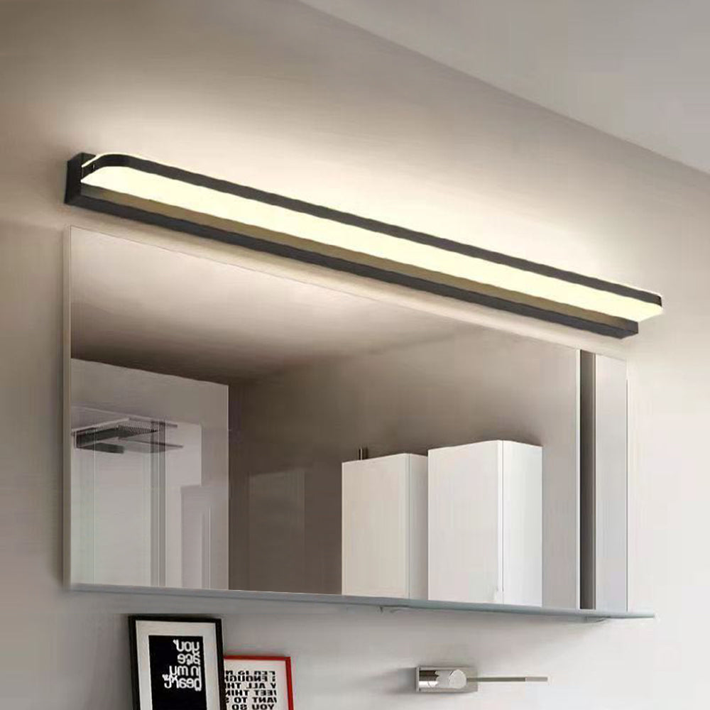 Arisha Nordic Linear Metal Mirror Front Wall Lamp, Chrome/Black - Neutralighting