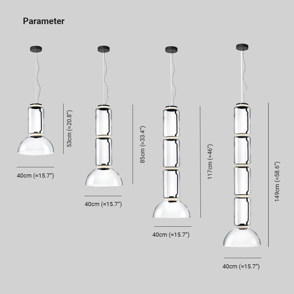 Valentina Minimalist Combination Glass Pendant Light, Clear - Neutralighting