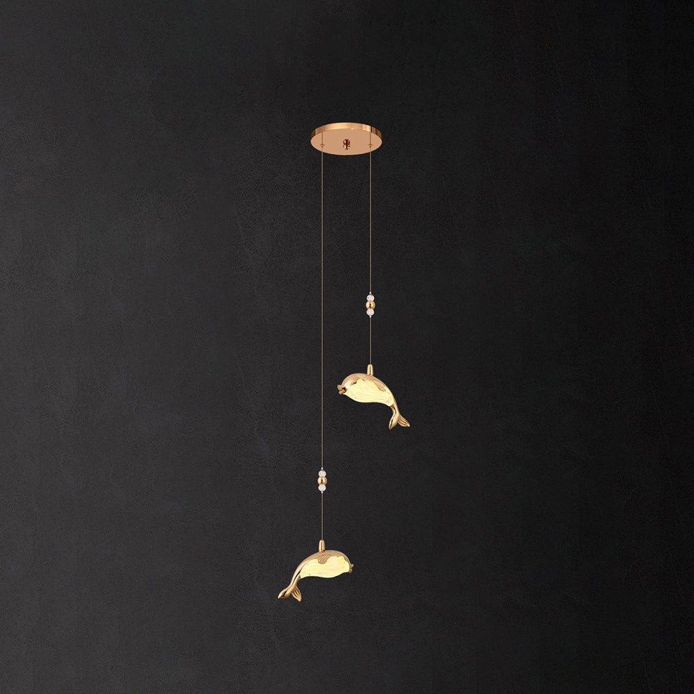 Arisha Modern Dolphin Metal Pendant Light, Gold, Metal/Acrylic - Neutralighting