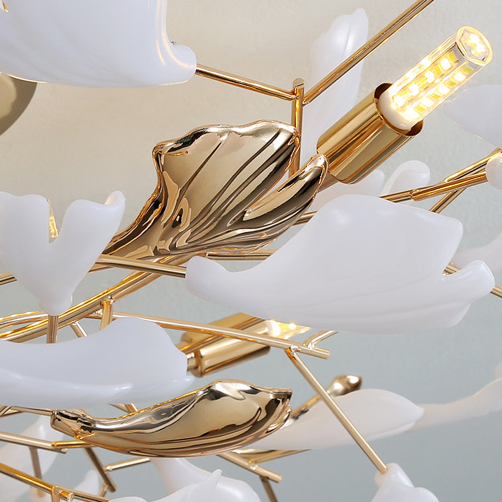 Olivia Elegant Leaf Ceramic/Metal Flush Mount Ceiling Light, Gold - Neutralighting
