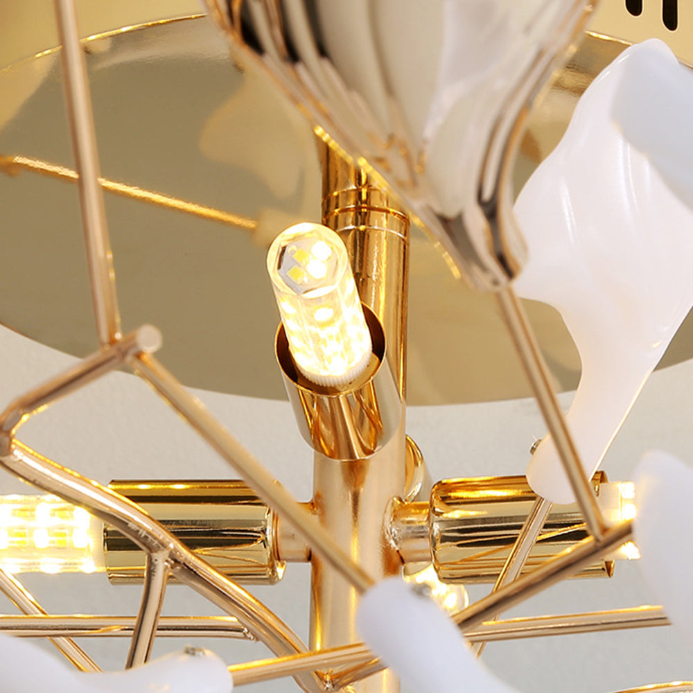 Olivia Elegant Leaf Ceramic/Metal Flush Mount Ceiling Light, Gold - Neutralighting