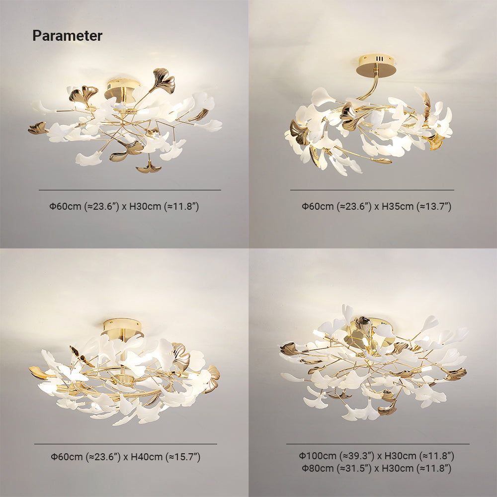 Olivia Elegant Leaf Ceramic/Metal Flush Mount Ceiling Light, Gold - Neutralighting