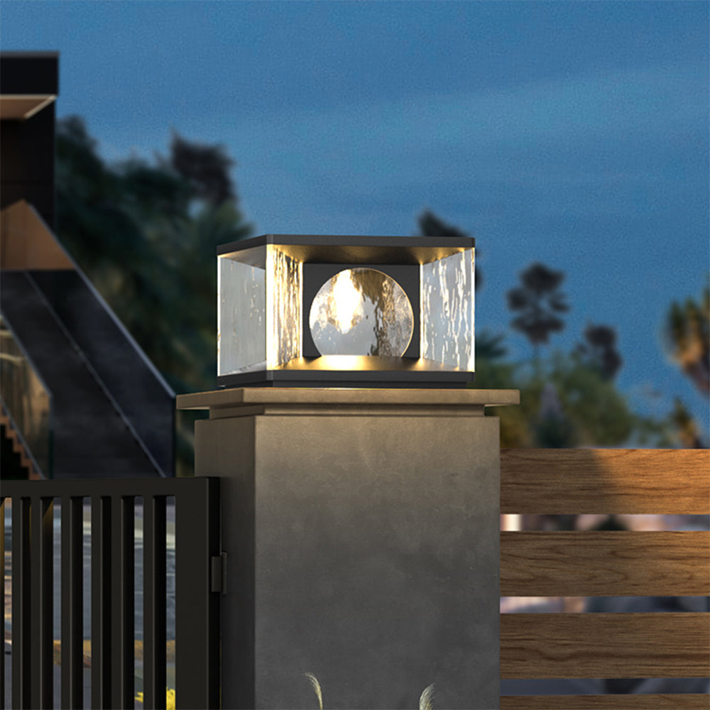 Ray Modern Transparent Rectangular Metal Glass Outdoor Floor Lamp, Black - Neutralighting