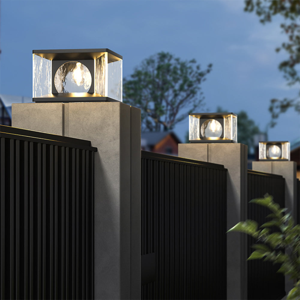 Ray Modern Transparent Rectangular Metal Glass Outdoor Floor Lamp, Black - Neutralighting
