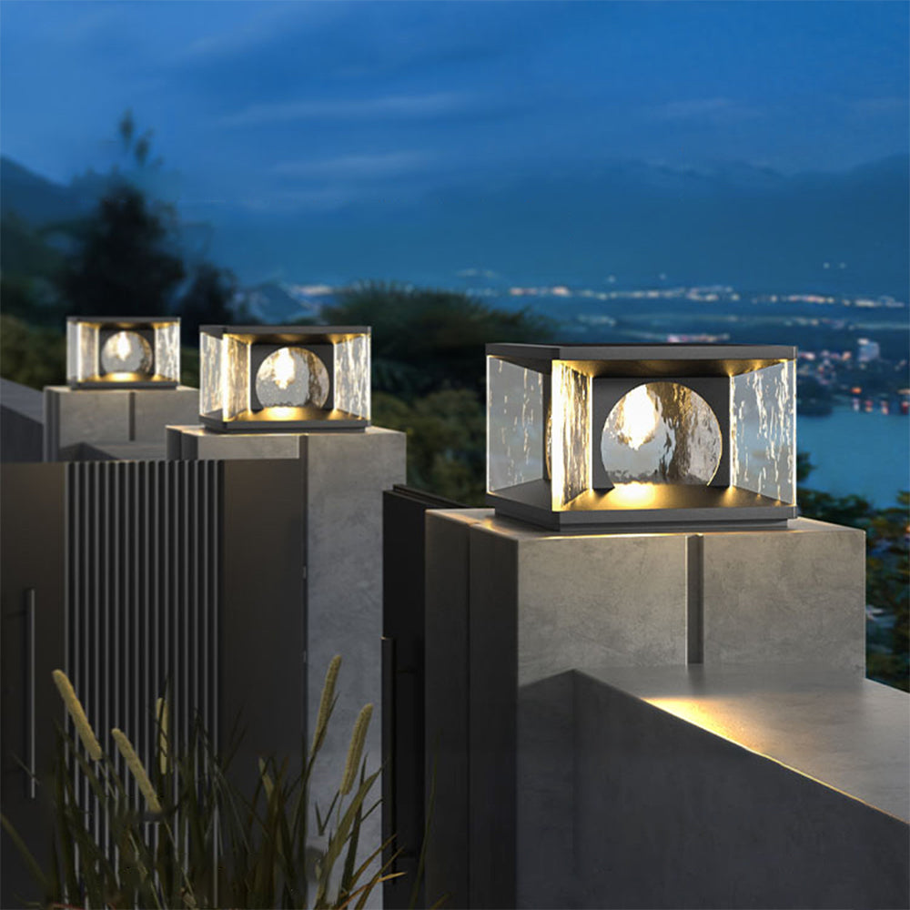 Ray Modern Transparent Rectangular Metal Glass Outdoor Floor Lamp, Black - Neutralighting